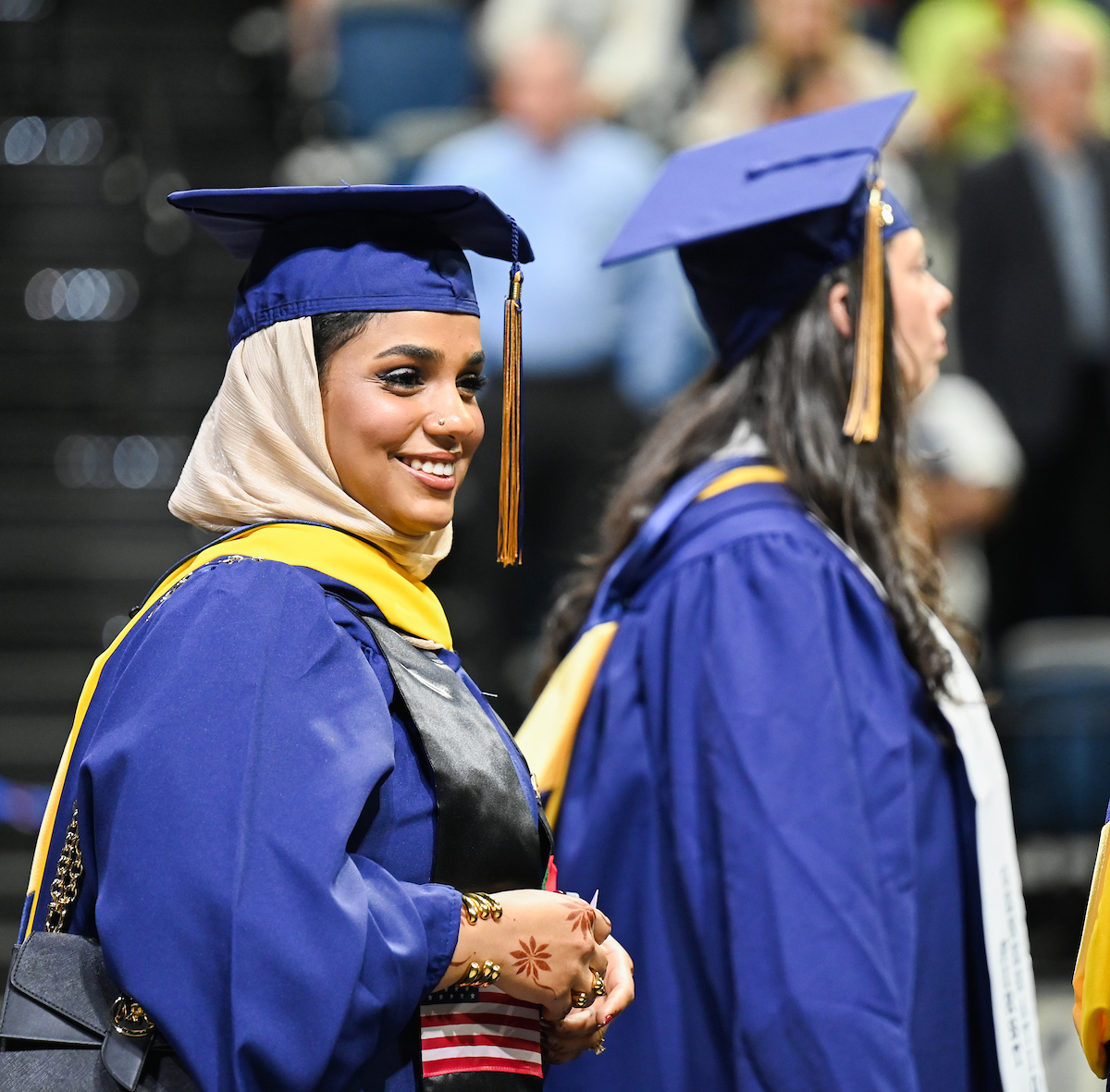 Students attend the graduate school graduation ceremony Friday, May 2, 2025 in McKenzie Arena.