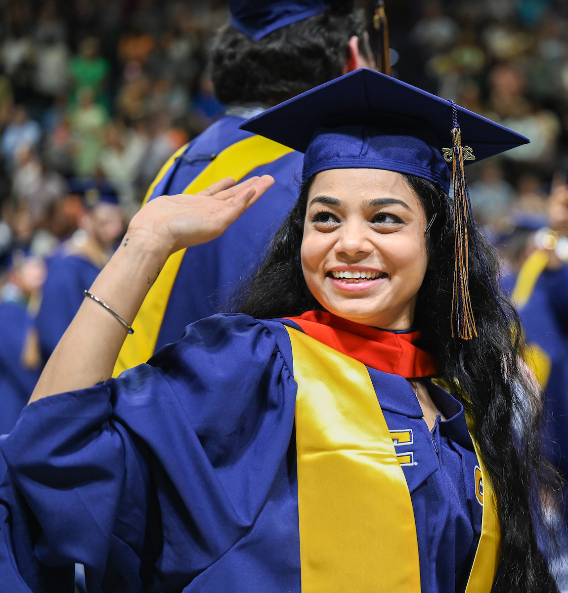 Students attend the graduate school graduation ceremony Friday, May 2, 2025 in McKenzie Arena.