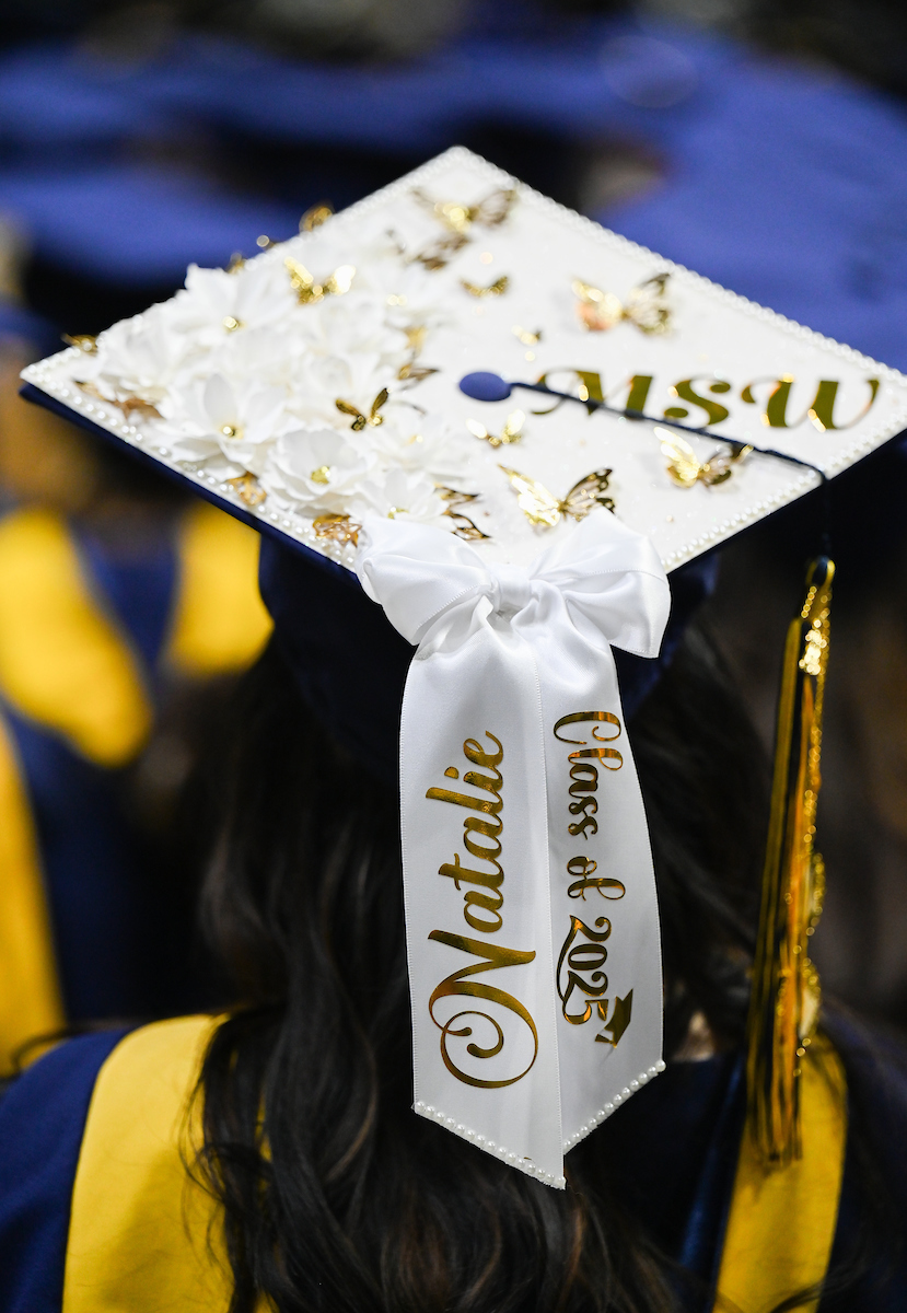 Students attend the graduate school graduation ceremony Friday, May 2, 2025 in McKenzie Arena.