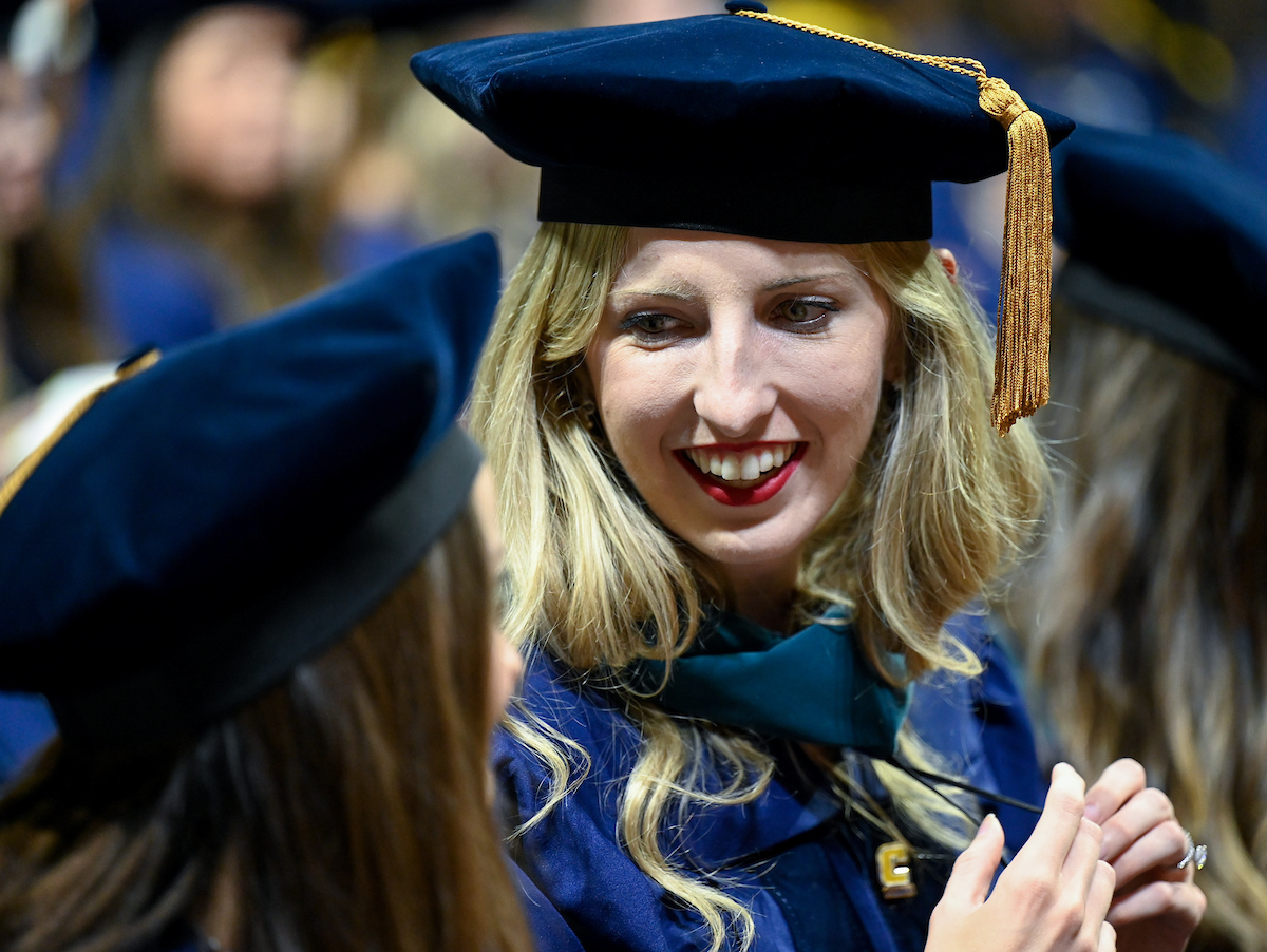 Students attend the graduate school graduation ceremony Friday, May 2, 2025 in McKenzie Arena.