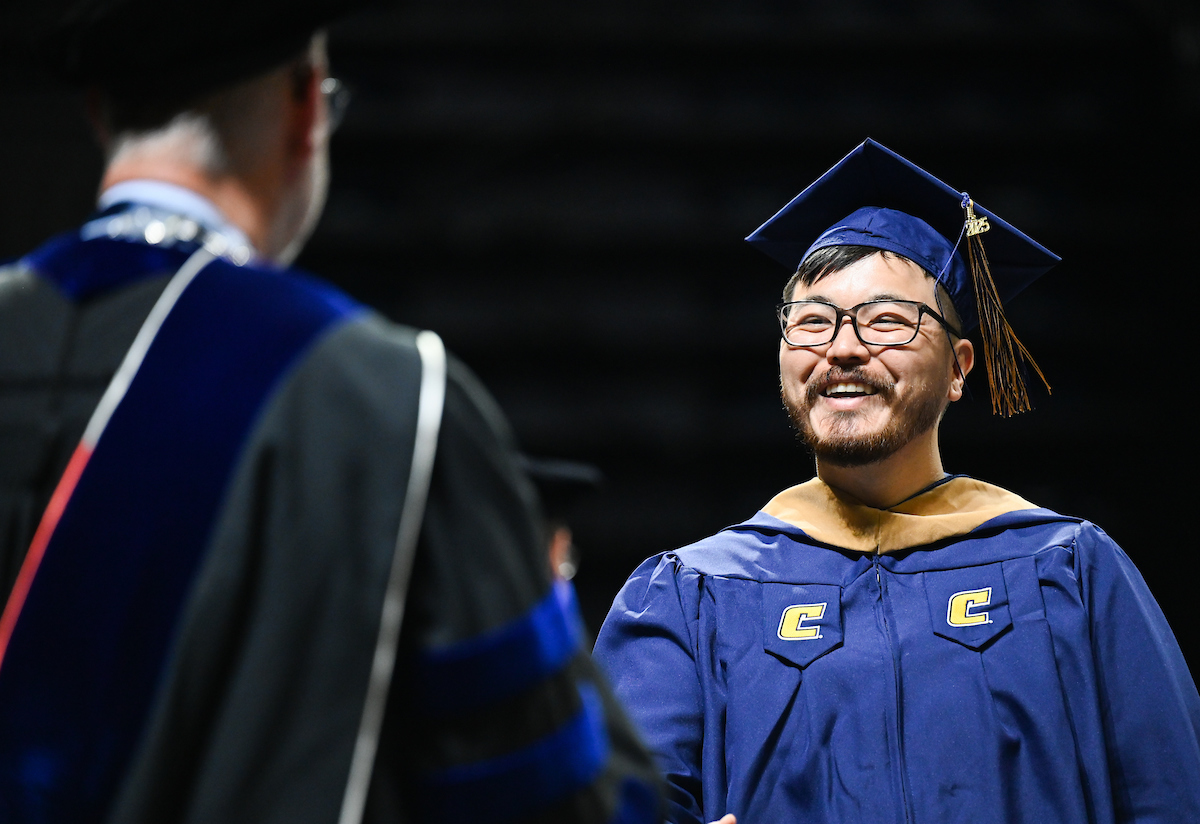 Students attend the graduate school graduation ceremony Friday, May 2, 2025 in McKenzie Arena.