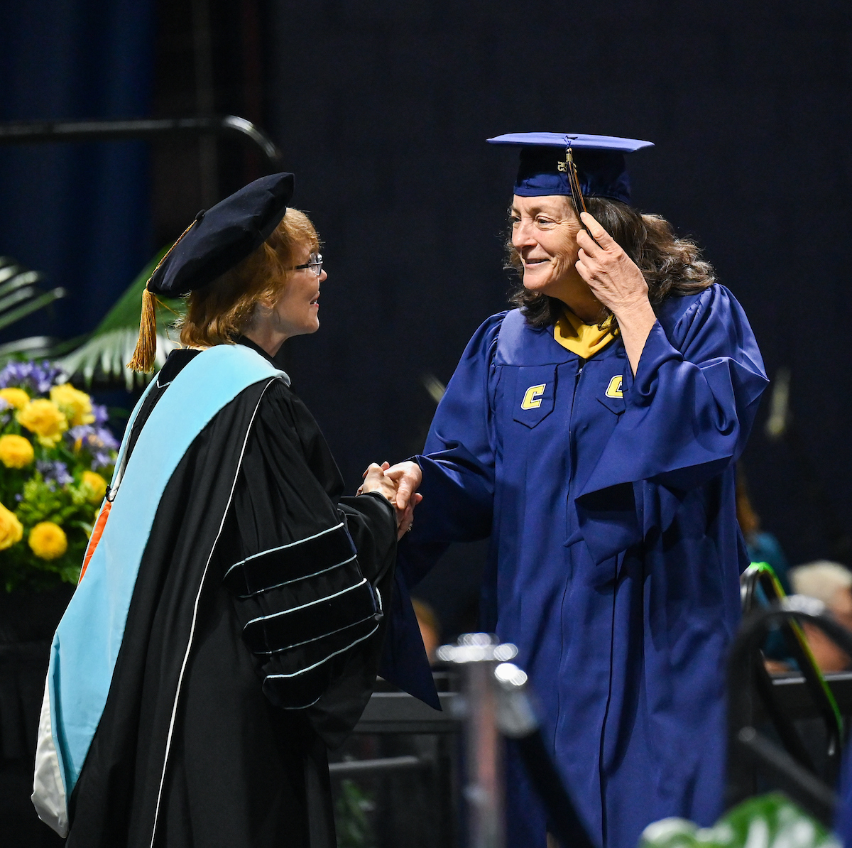 Students attend the graduate school graduation ceremony Friday, May 2, 2025 in McKenzie Arena.