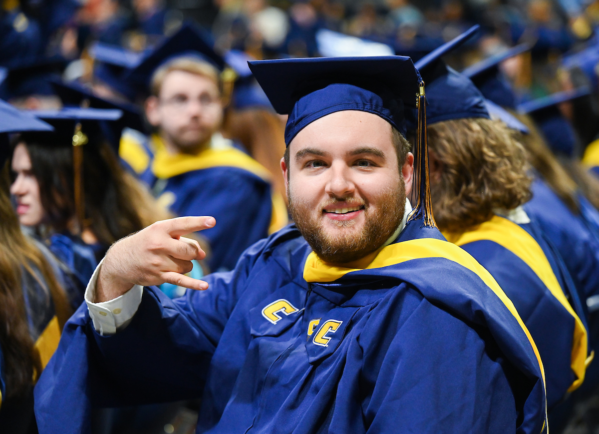 Students attend the graduate school graduation ceremony Friday, May 2, 2025 in McKenzie Arena.