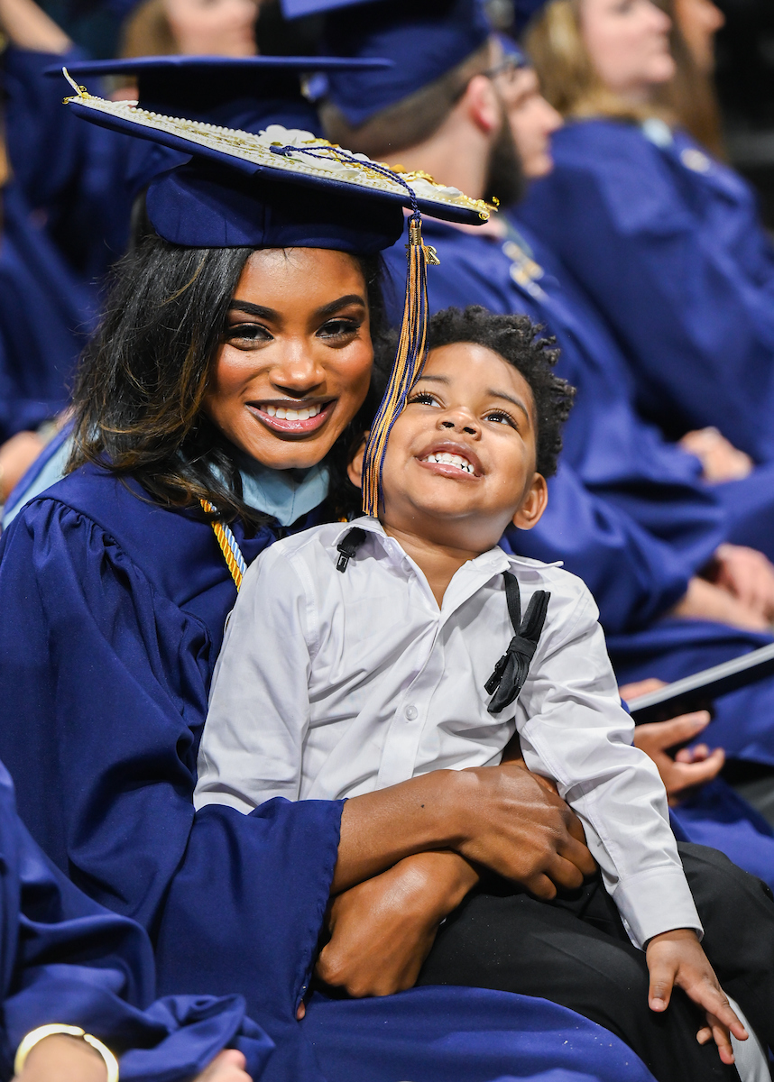Students attend the graduate school graduation ceremony Friday, May 2, 2025 in McKenzie Arena.