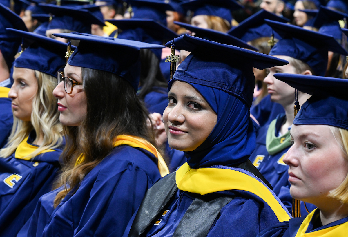 Students attend the graduate school graduation ceremony Friday, May 2, 2025 in McKenzie Arena.