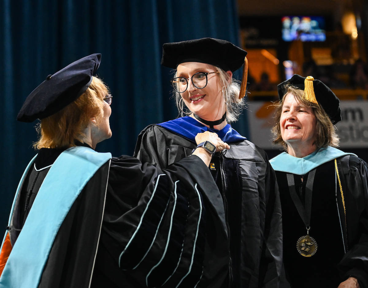 Students attend the graduate school graduation ceremony Friday, May 2, 2025 in McKenzie Arena.