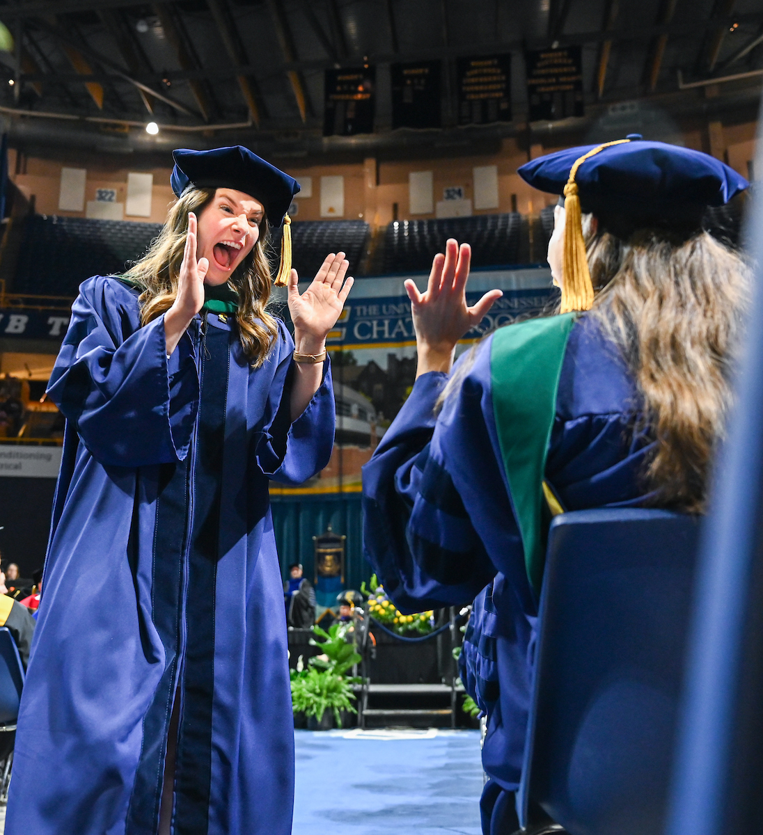 Students attend the graduate school graduation ceremony Friday, May 2, 2025 in McKenzie Arena.