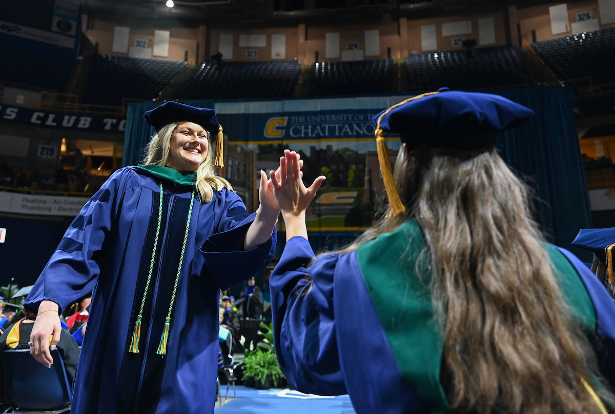 Students attend the graduate school graduation ceremony Friday, May 2, 2025 in McKenzie Arena.