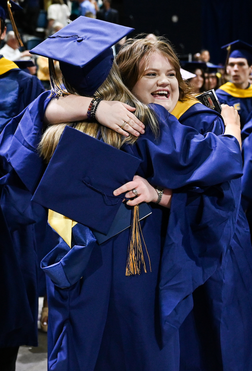 Students attend the graduate school graduation ceremony Friday, May 2, 2025 in McKenzie Arena.