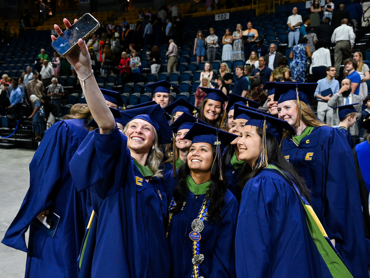 Students attend the graduate school graduation ceremony Friday, May 2, 2025 in McKenzie Arena.