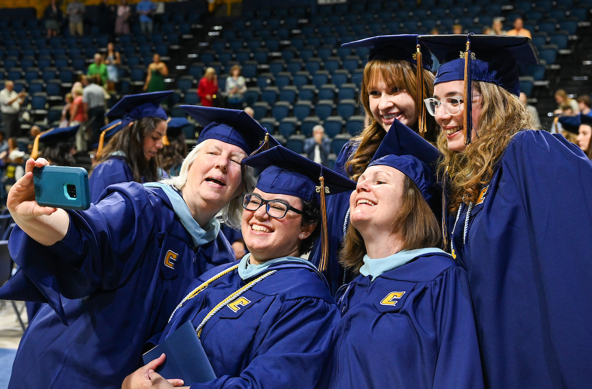 Students attend the graduate school graduation ceremony Friday, May 2, 2025 in McKenzie Arena.