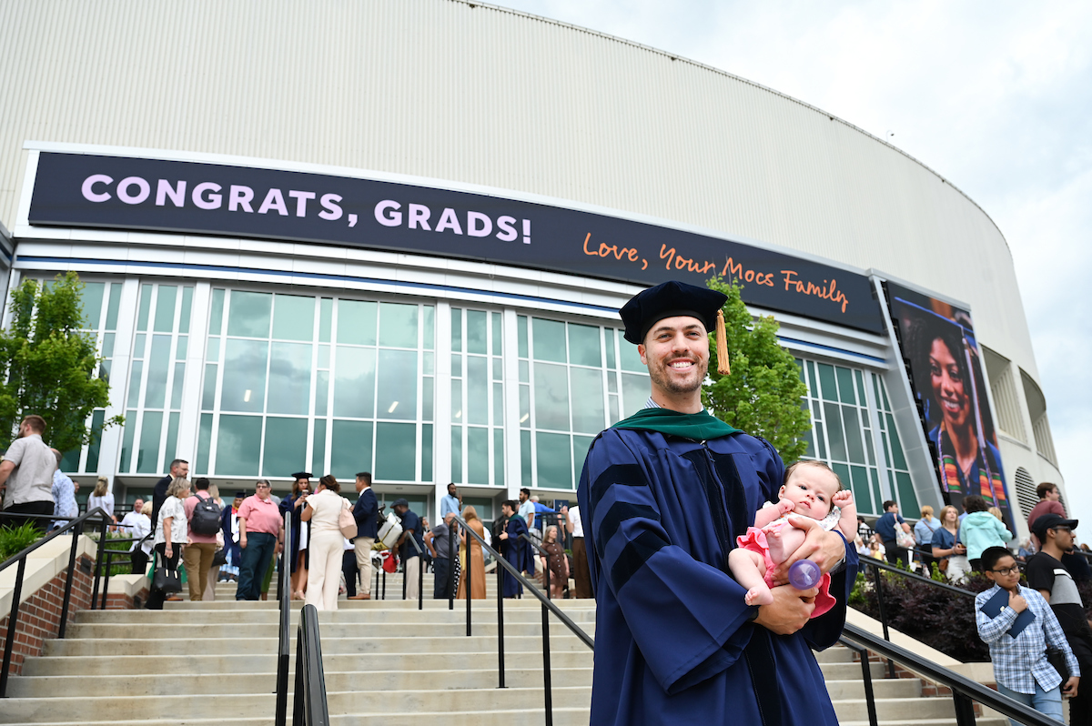 Students attend the graduate school graduation ceremony Friday, May 2, 2025 in McKenzie Arena.