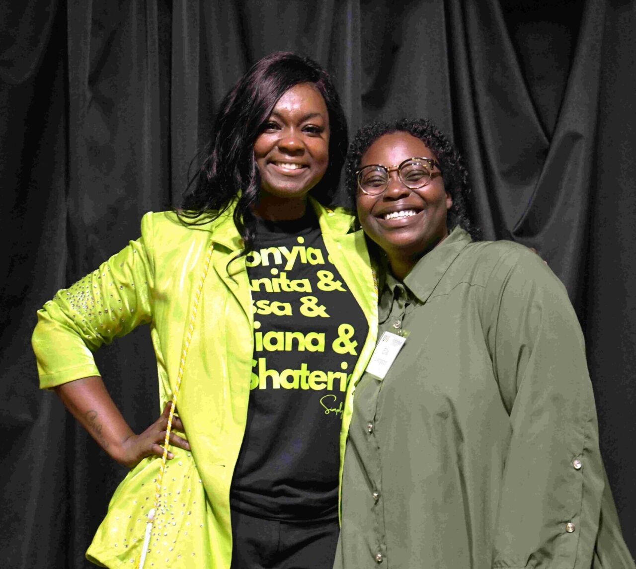 Shateria Smith, left, founder of Simply Props, and Ella Livingston, founder of Cocoa Asante, at the Urban Vision Initiative graduation ceremony. Photo courtesy of Gary W. Rollins College of Business.