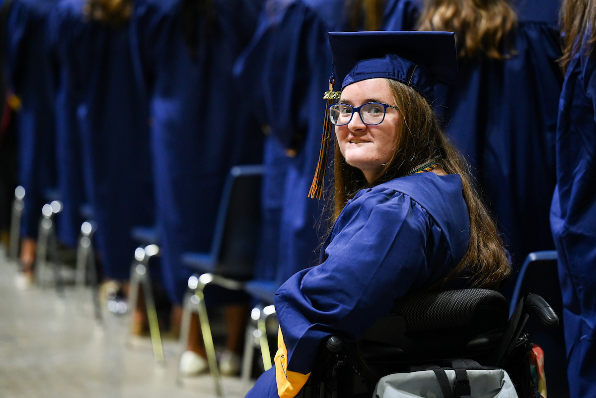 Students attend the second of two undergraduate ceremonies Saturday, May 3, 2025 in McKenzie Arena at the University of Tennessee at Chattanooga.
