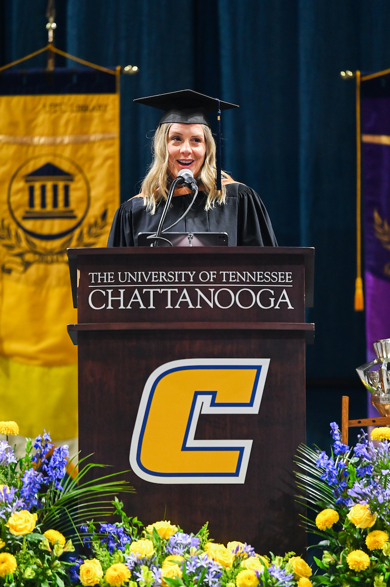 Students attend the second of two undergraduate ceremonies Saturday, May 3, 2025 in McKenzie Arena at the University of Tennessee at Chattanooga.