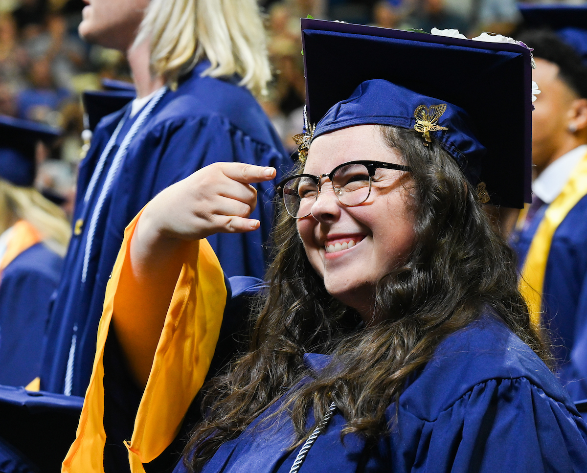 Students attend the second of two undergraduate ceremonies Saturday, May 3, 2025 in McKenzie Arena at the University of Tennessee at Chattanooga.