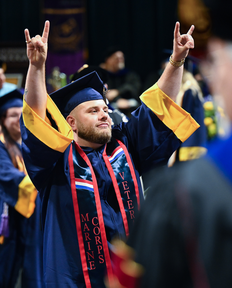 Students attend the second of two undergraduate ceremonies Saturday, May 3, 2025 in McKenzie Arena at the University of Tennessee at Chattanooga.