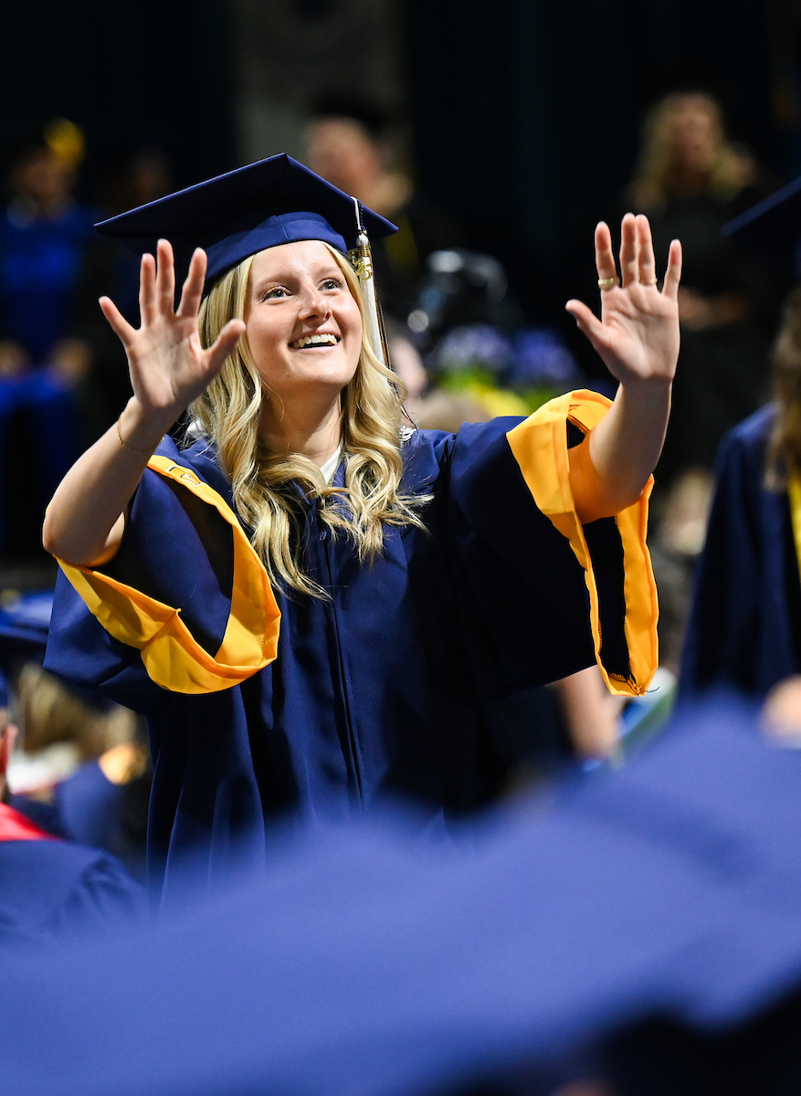 Students attend the second of two undergraduate ceremonies Saturday, May 3, 2025 in McKenzie Arena at the University of Tennessee at Chattanooga.