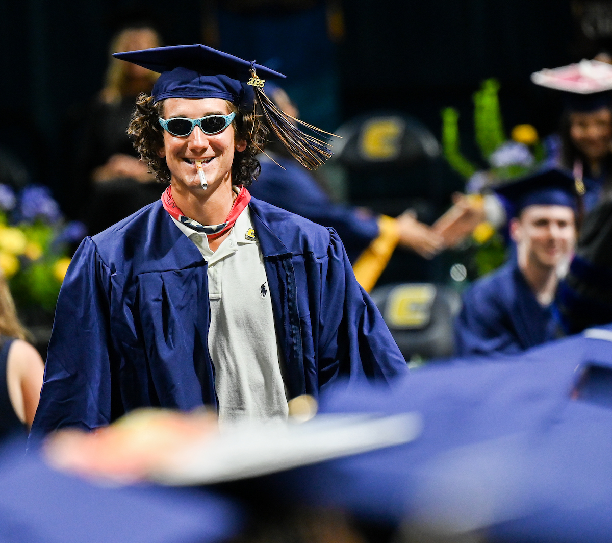 Students attend the second of two undergraduate ceremonies Saturday, May 3, 2025 in McKenzie Arena at the University of Tennessee at Chattanooga.