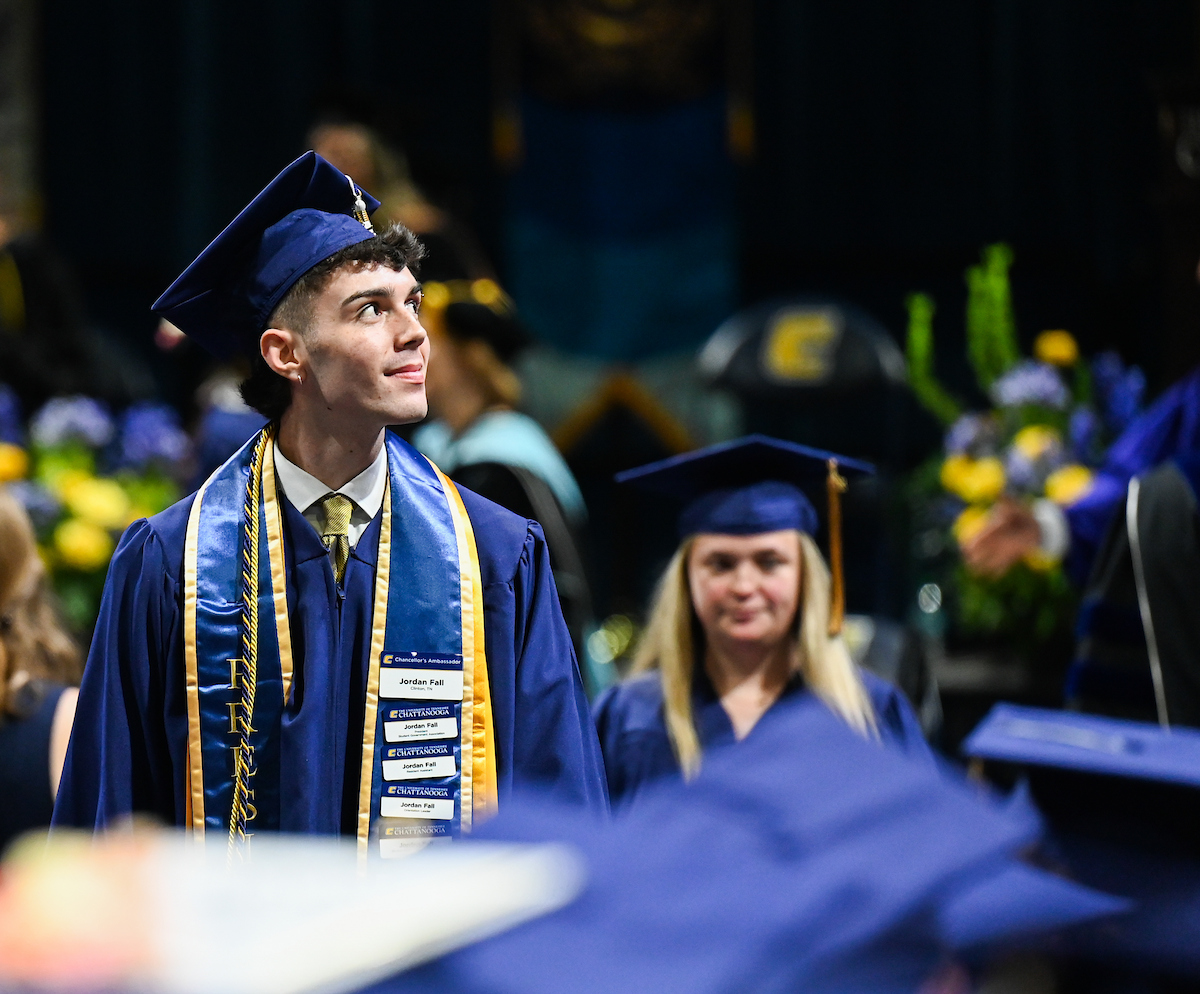 Students attend the second of two undergraduate ceremonies Saturday, May 3, 2025 in McKenzie Arena at the University of Tennessee at Chattanooga.
