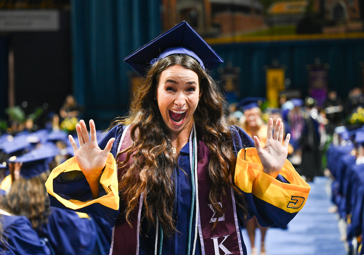 Students attend the second of two undergraduate ceremonies Saturday, May 3, 2025 in McKenzie Arena at the University of Tennessee at Chattanooga.