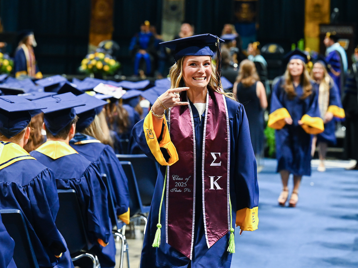 Students attend the second of two undergraduate ceremonies Saturday, May 3, 2025 in McKenzie Arena at the University of Tennessee at Chattanooga.