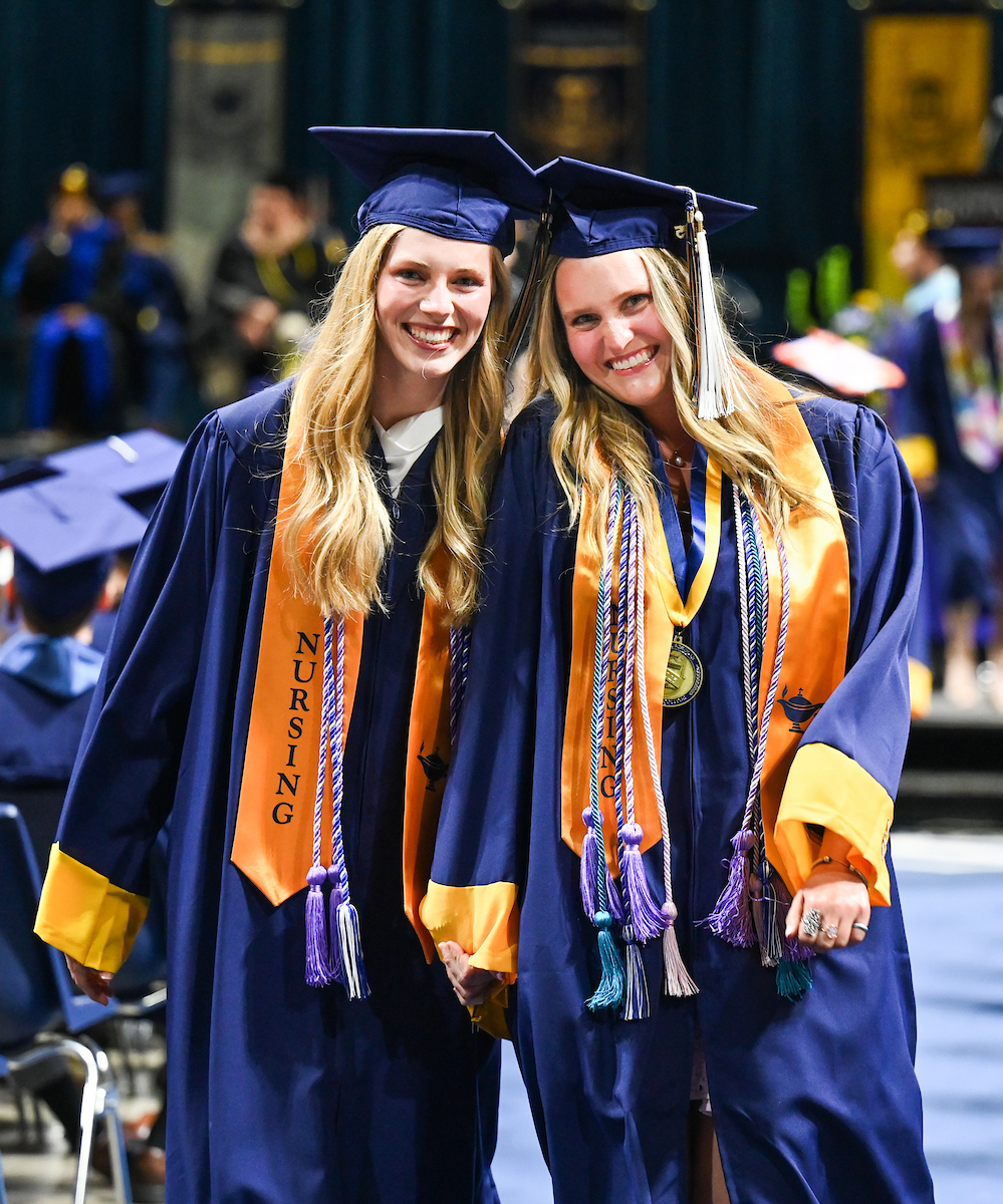 Students attend the second of two undergraduate ceremonies Saturday, May 3, 2025 in McKenzie Arena at the University of Tennessee at Chattanooga.
