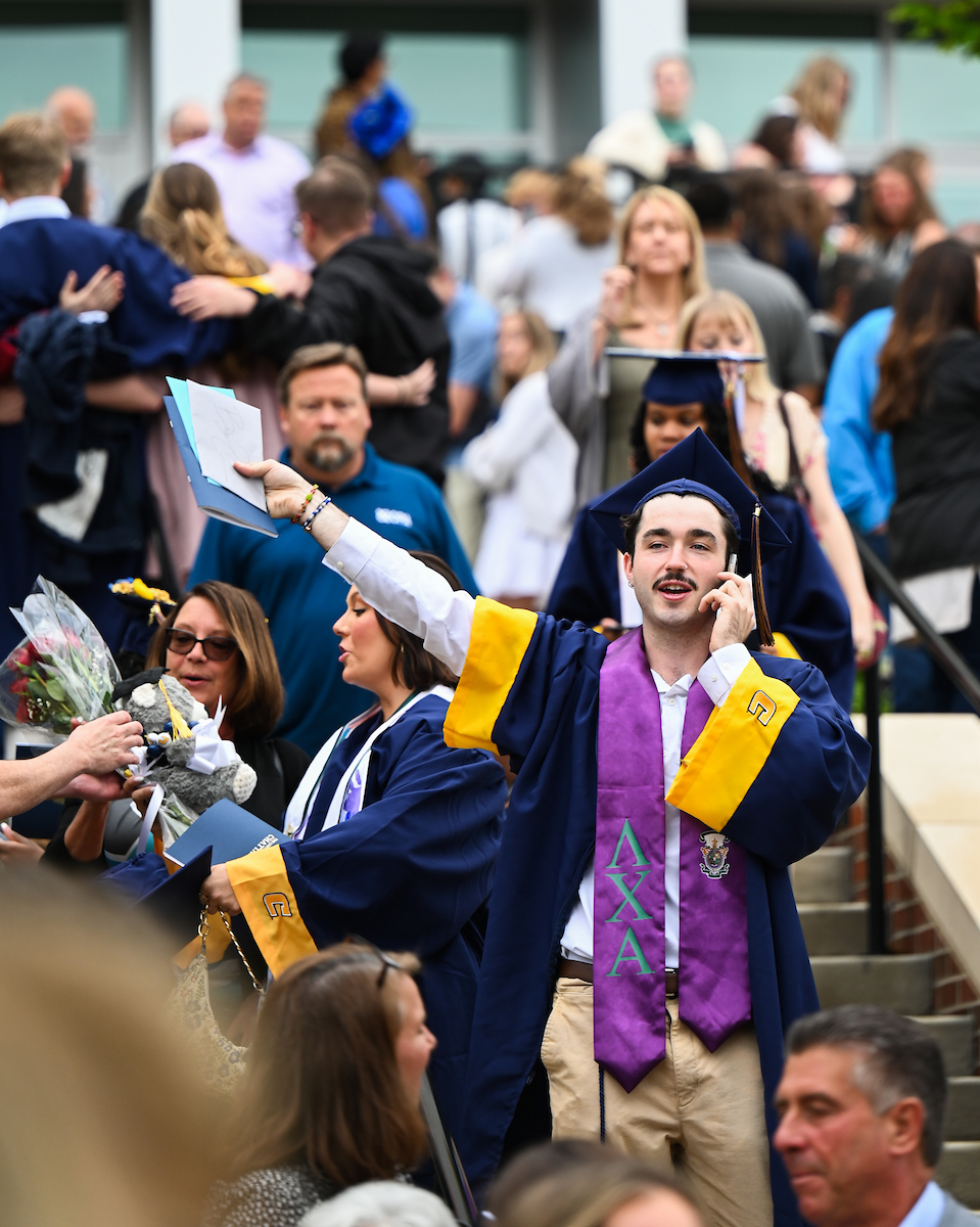 Students attend the second of two undergraduate ceremonies Saturday, May 3, 2025 in McKenzie Arena at the University of Tennessee at Chattanooga.