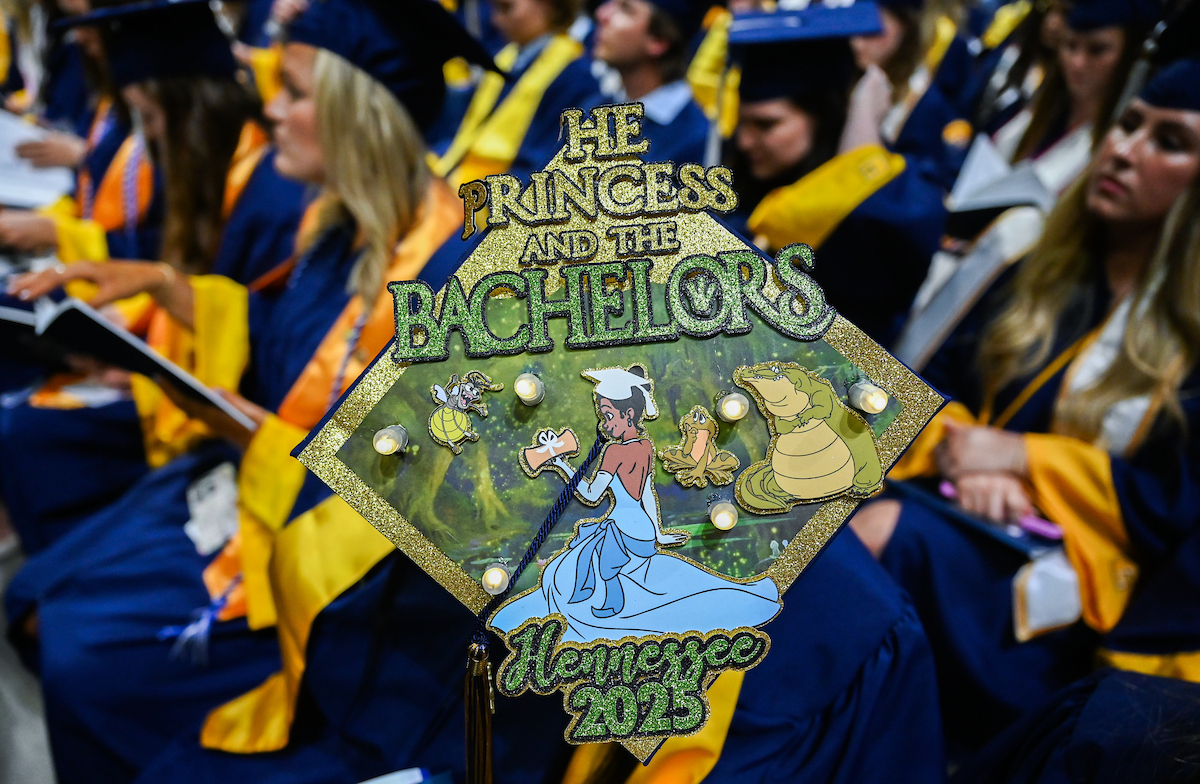 Students attend the second of two undergraduate ceremonies Saturday, May 3, 2025 in McKenzie Arena at the University of Tennessee at Chattanooga.