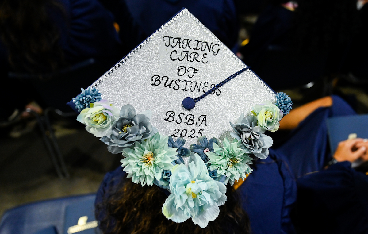 Students attend the second of two undergraduate ceremonies Saturday, May 3, 2025 in McKenzie Arena at the University of Tennessee at Chattanooga.