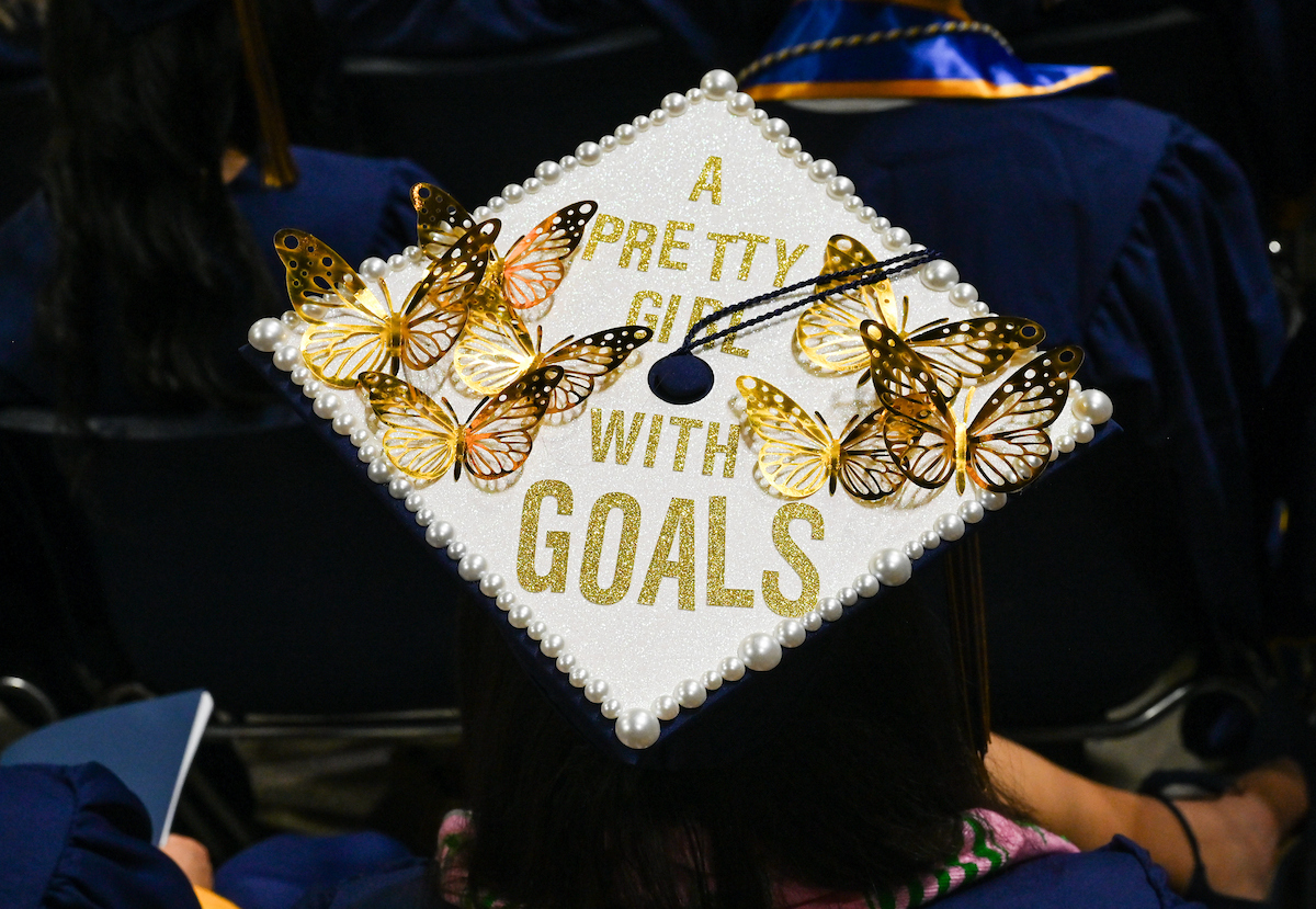 Students attend the second of two undergraduate ceremonies Saturday, May 3, 2025 in McKenzie Arena at the University of Tennessee at Chattanooga.