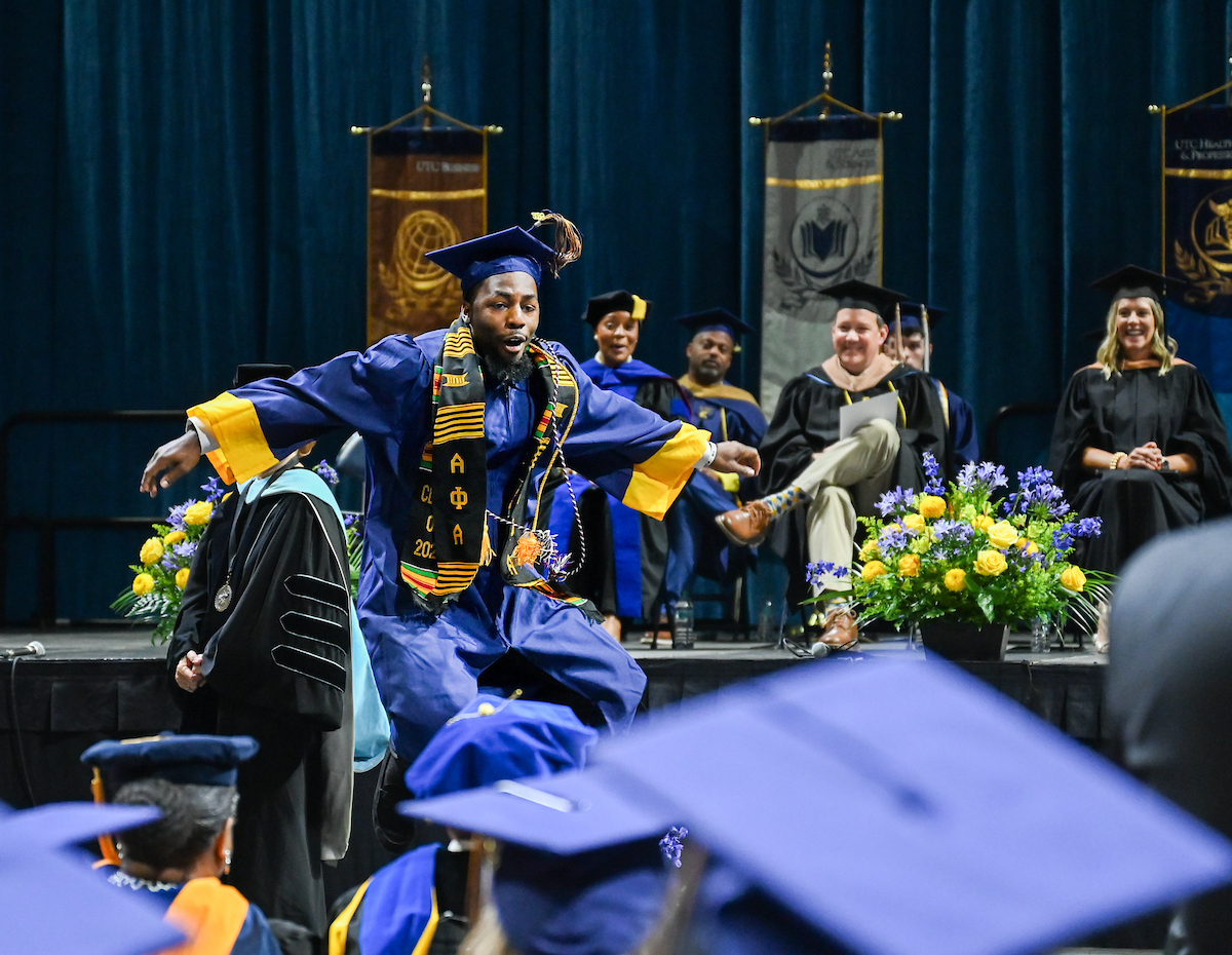 Students attend the second of two undergraduate ceremonies Saturday, May 3, 2025 in McKenzie Arena at the University of Tennessee at Chattanooga.