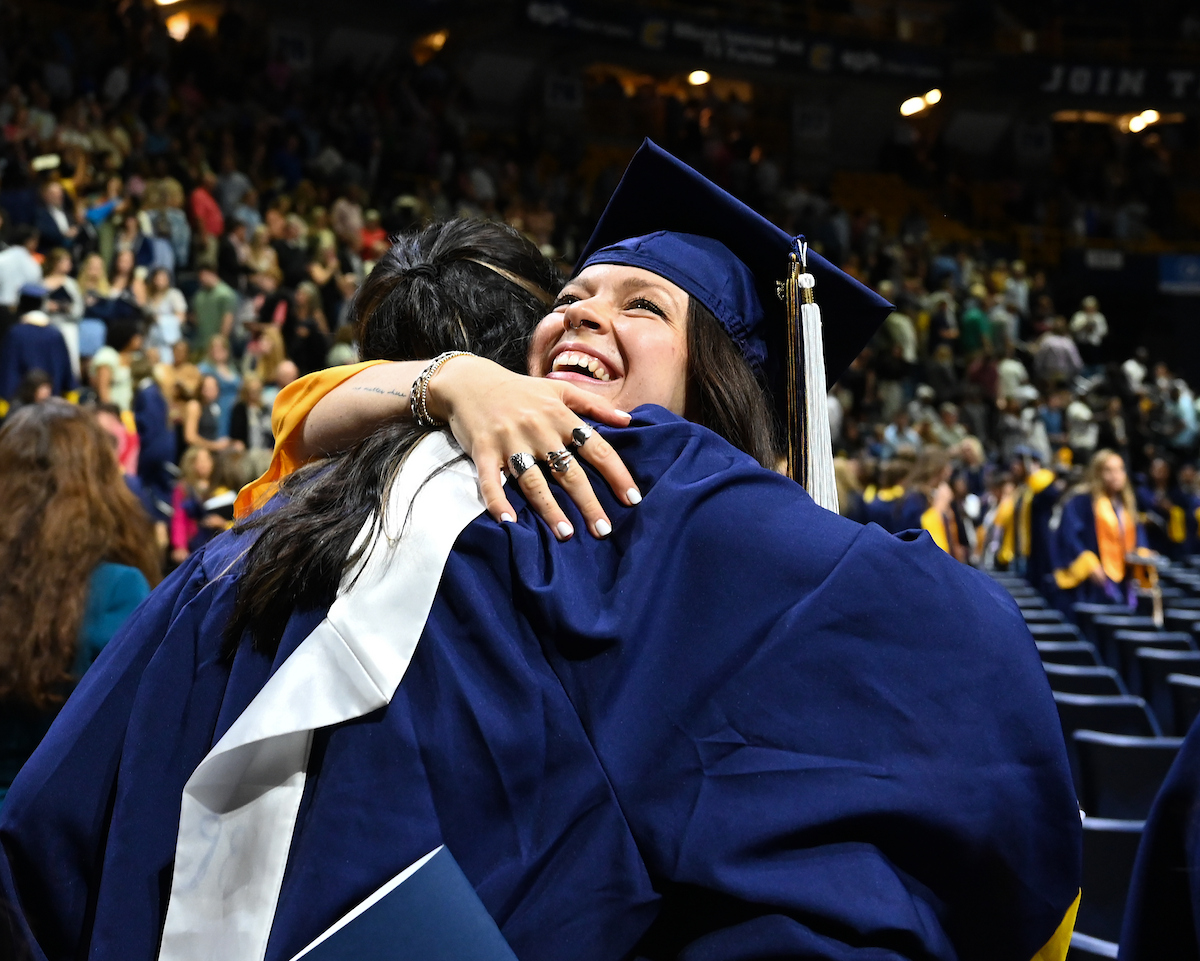 Students attend the second of two undergraduate ceremonies Saturday, May 3, 2025 in McKenzie Arena at the University of Tennessee at Chattanooga.