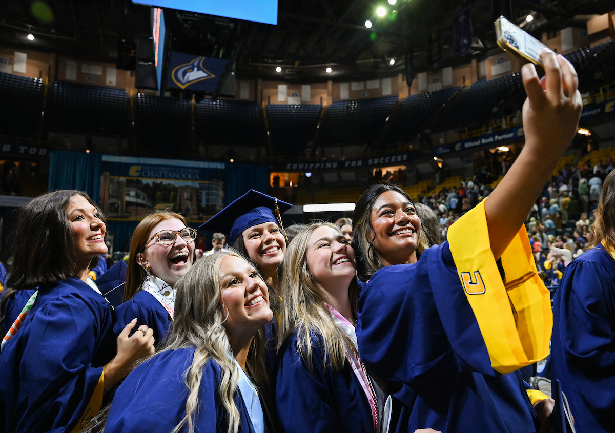Students attend the second of two undergraduate ceremonies Saturday, May 3, 2025 in McKenzie Arena at the University of Tennessee at Chattanooga.