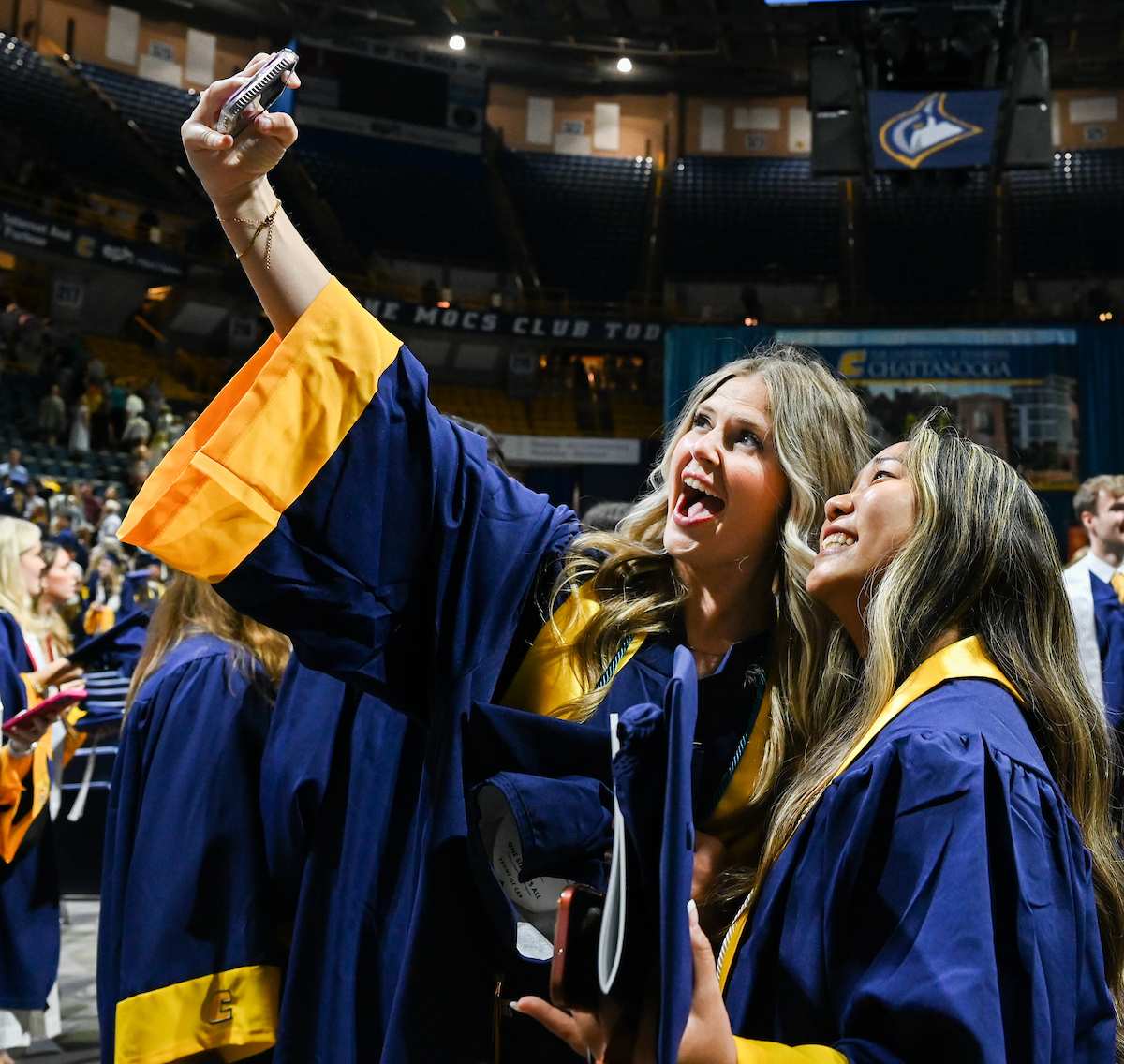 Students attend the second of two undergraduate ceremonies Saturday, May 3, 2025 in McKenzie Arena at the University of Tennessee at Chattanooga.