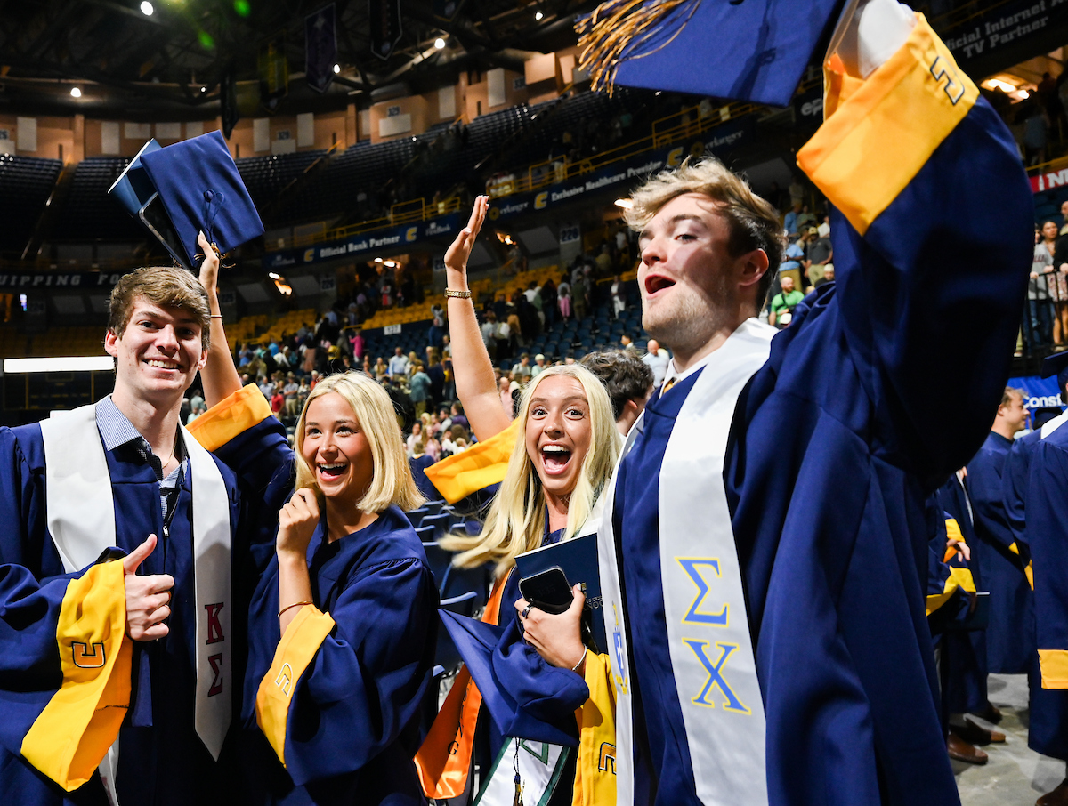 Students attend the second of two undergraduate ceremonies Saturday, May 3, 2025 in McKenzie Arena at the University of Tennessee at Chattanooga.