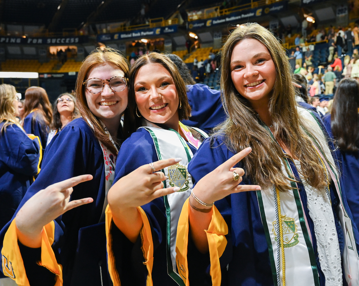 Students attend the second of two undergraduate ceremonies Saturday, May 3, 2025 in McKenzie Arena at the University of Tennessee at Chattanooga.