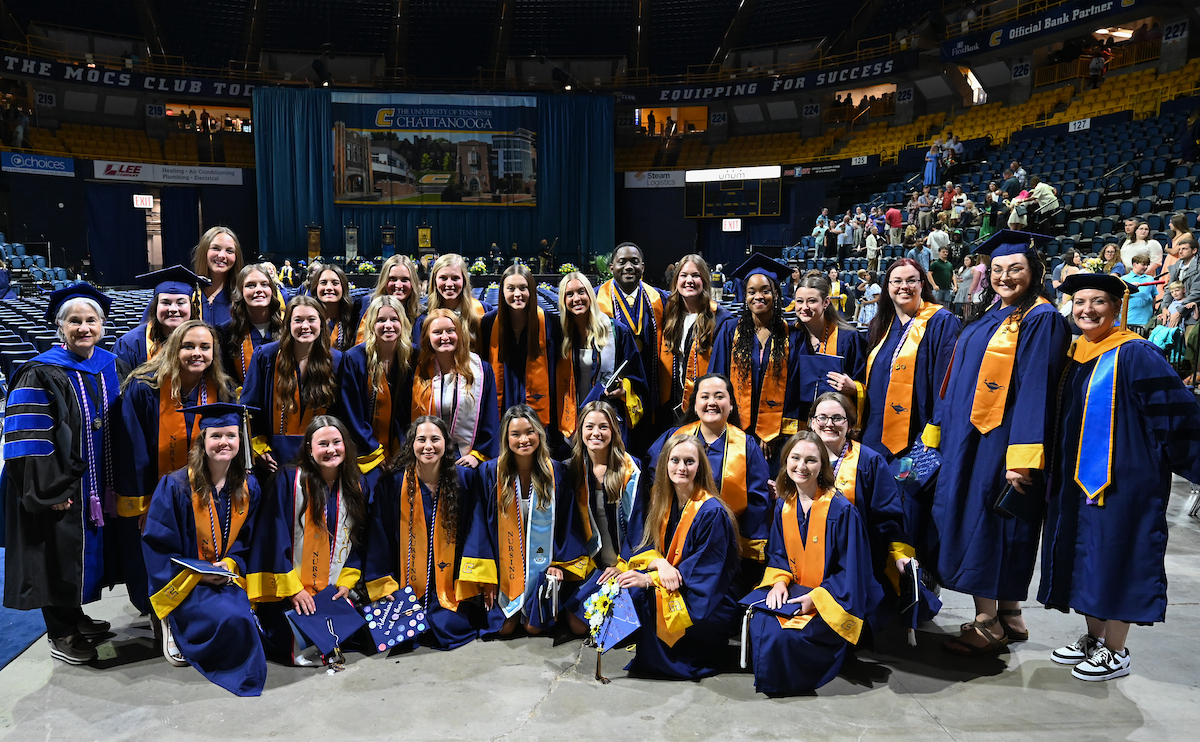 Students attend the second of two undergraduate ceremonies Saturday, May 3, 2025 in McKenzie Arena at the University of Tennessee at Chattanooga.