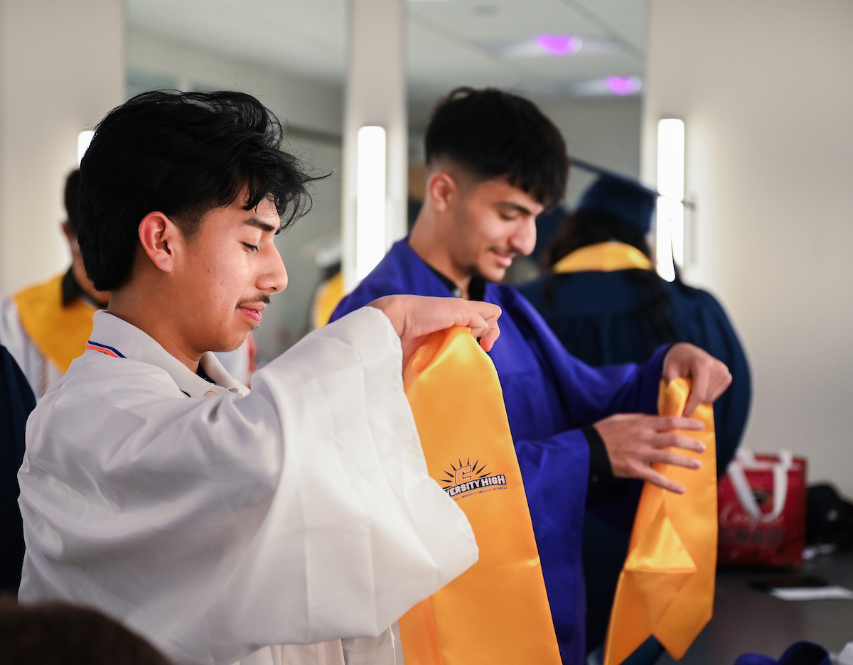 University High students participate in a graduation ceremony Friday, May 9, 2025 in the Fine Arts Center.