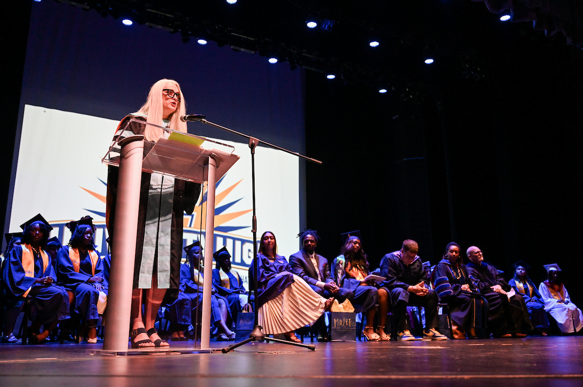 University High students participate in a graduation ceremony Friday, May 9, 2025 in the Fine Arts Center.