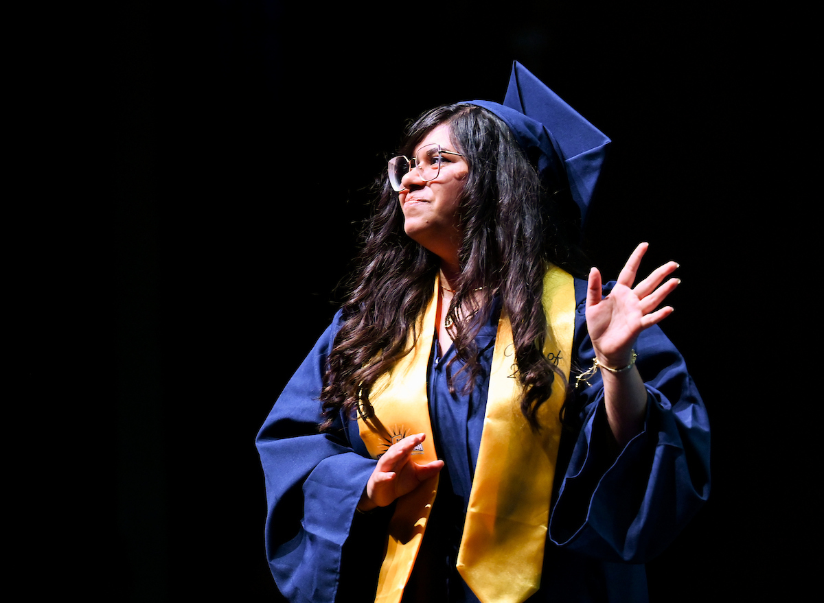 University High students participate in a graduation ceremony Friday, May 9, 2025 in the Fine Arts Center.