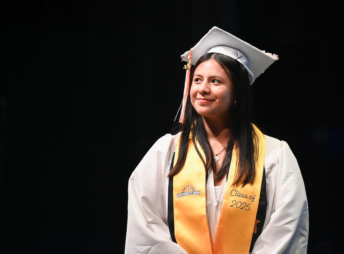 University High students participate in a graduation ceremony Friday, May 9, 2025 in the Fine Arts Center.