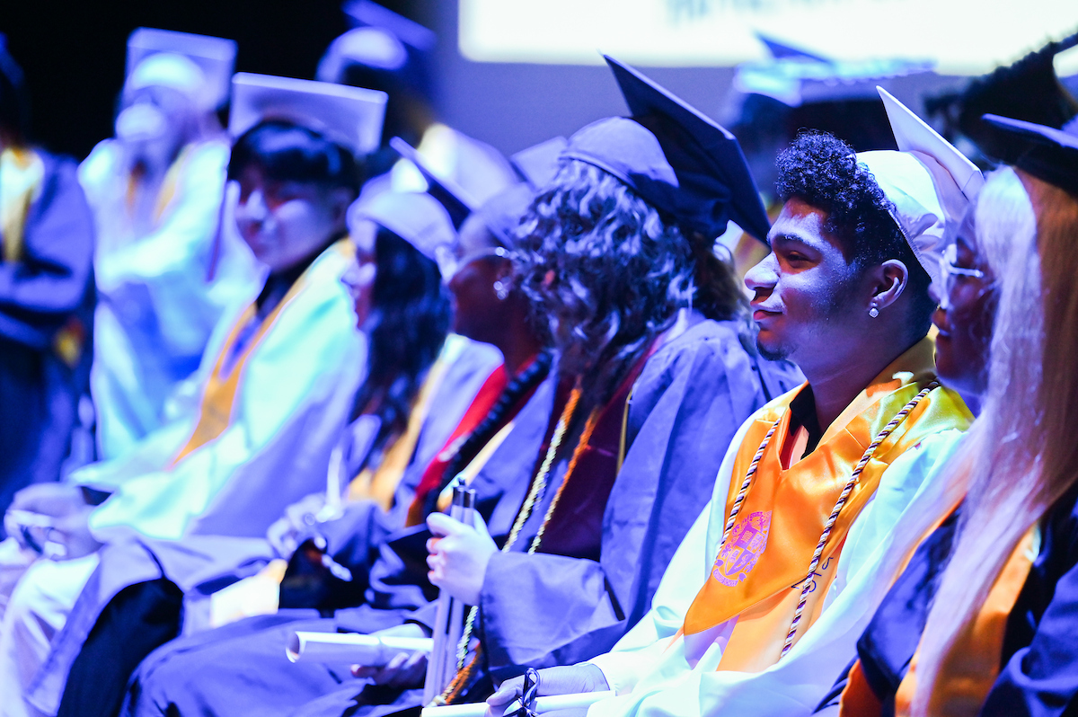 University High students participate in a graduation ceremony Friday, May 9, 2025 in the Fine Arts Center.