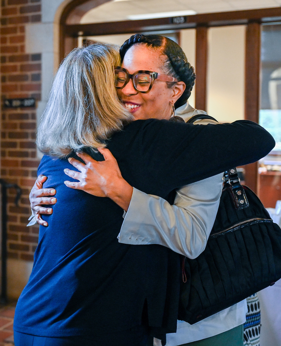 Chancellor Lori Bruce begins her first day, Monday, June 30. Bruce walked from West Campus housing to her office, with quick stops to meet students, and was greeted by vice chancellors when she arrived at Founders Hall.