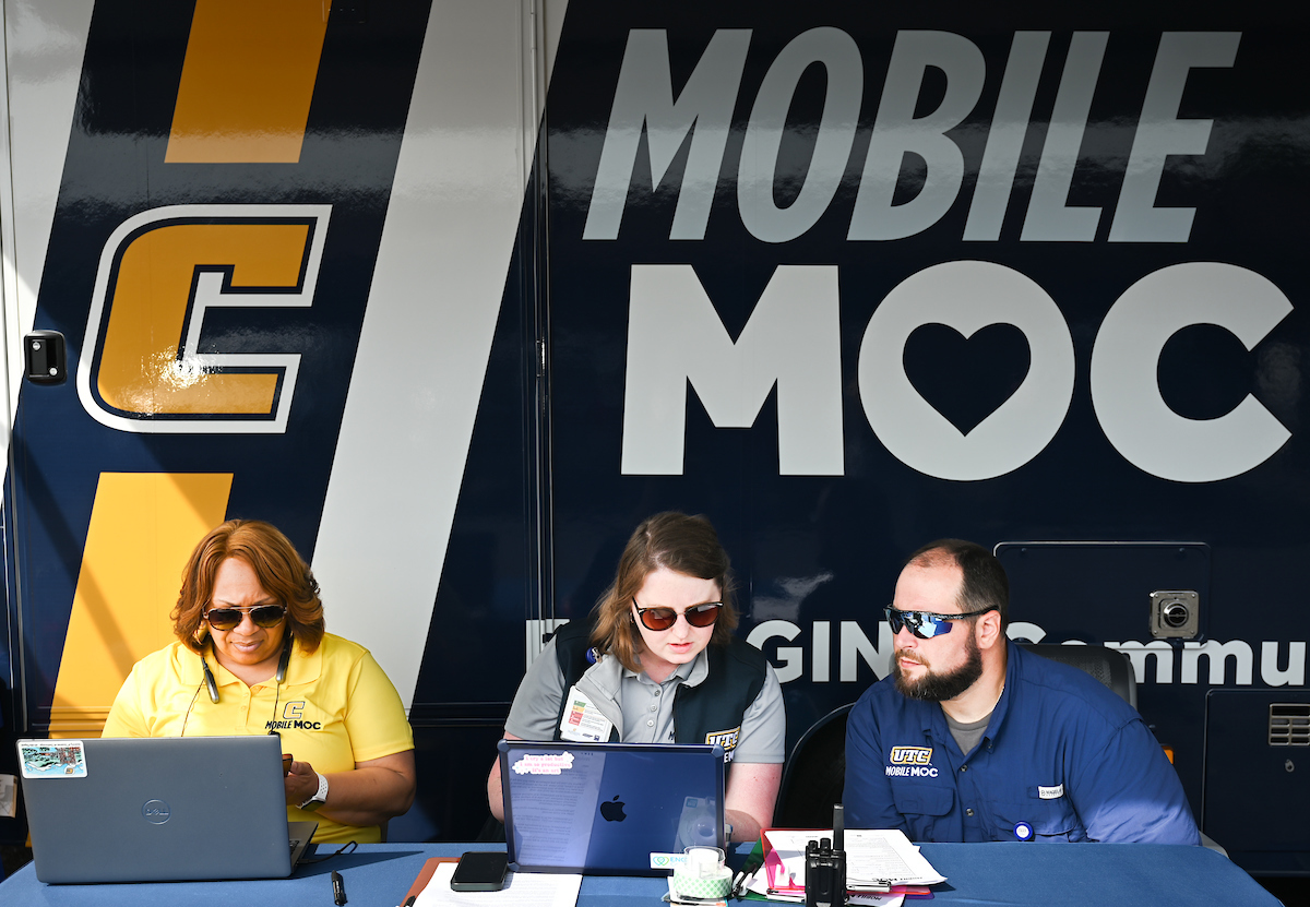 Mobile Mocs staff provides care Monday, June 9, 2025 at the Rhea Richland Senior Neighbors Center in Dayton, TN.