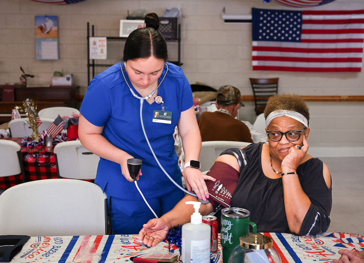 Mobile Mocs staff provides care Monday, June 9, 2025 at the Rhea Richland Senior Neighbors Center in Dayton, TN.