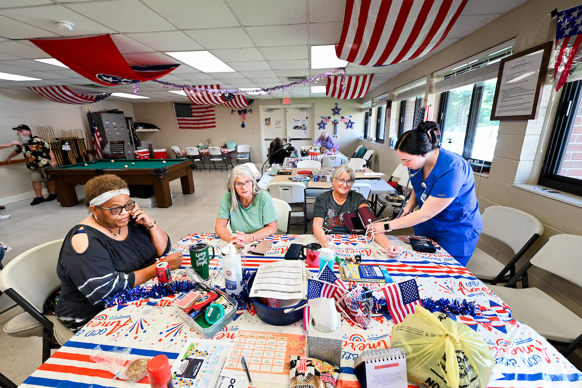 Mobile Mocs staff provides care Monday, June 9, 2025 at the Rhea Richland Senior Neighbors Center in Dayton, TN.