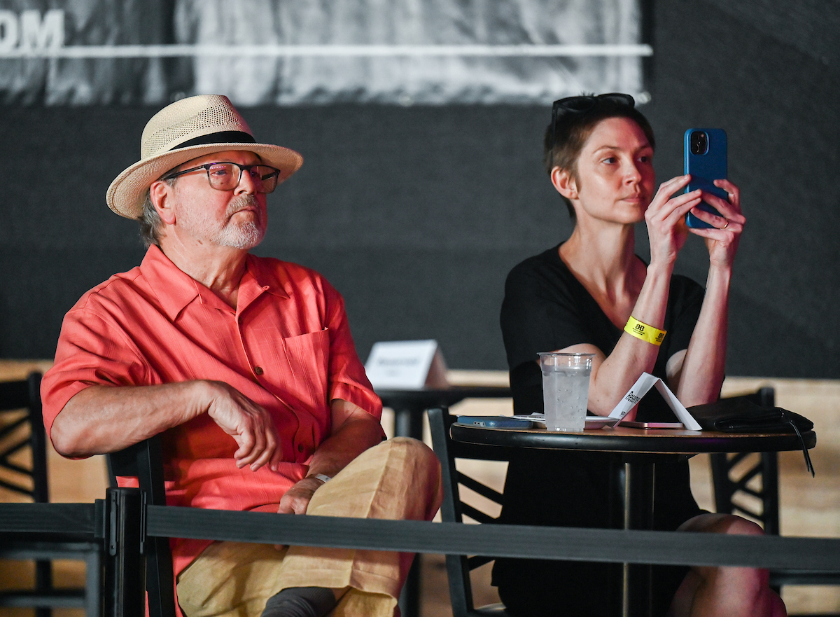 People attend a WUTC fundraiser Sunday, June 22, 2025 at Barrelhouse Ballroom to honor Richard Windham, who is retiring after 40 years.