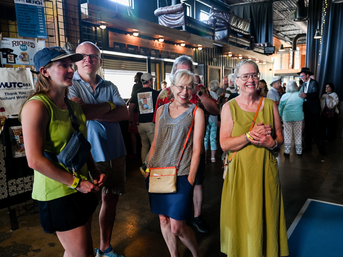 People attend a WUTC fundraiser Sunday, June 22, 2025 at Barrelhouse Ballroom to honor Richard Windham, who is retiring after 40 years.