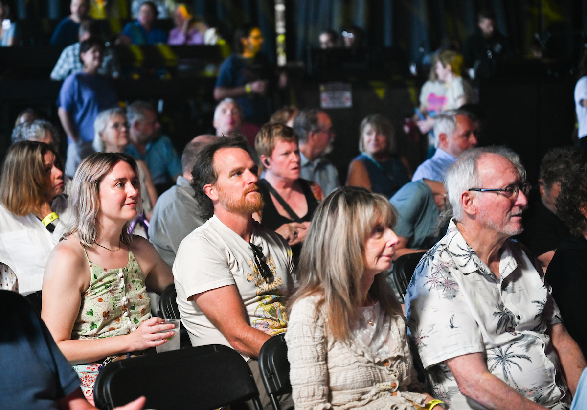 People attend a WUTC fundraiser Sunday, June 22, 2025 at Barrelhouse Ballroom to honor Richard Windham, who is retiring after 40 years.